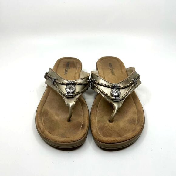 MINNETONKA Silverthorne Gold Thong Sandals Women's 7 US - Picture 4 of 9